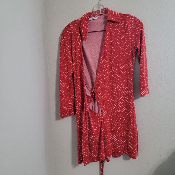 Diane Von Furstenberg XS,S Romper Celeste Silk polka dot stretch waist belt - Picture 4 of 12